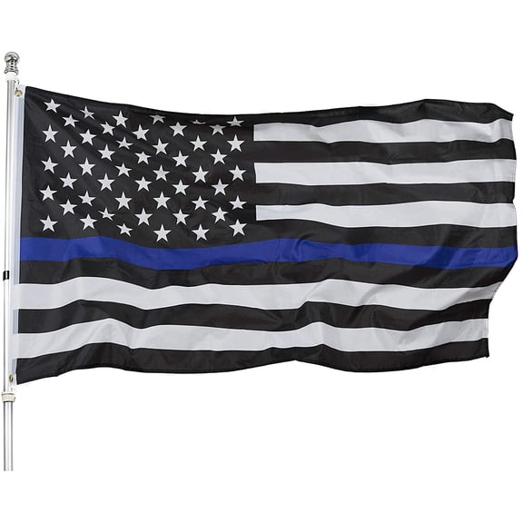 Topflags 3' x 5' Blue Stripe American Matter Police Flags - USA Honoring Law Enforcement Officers Banner Flags Outdoor Indoor