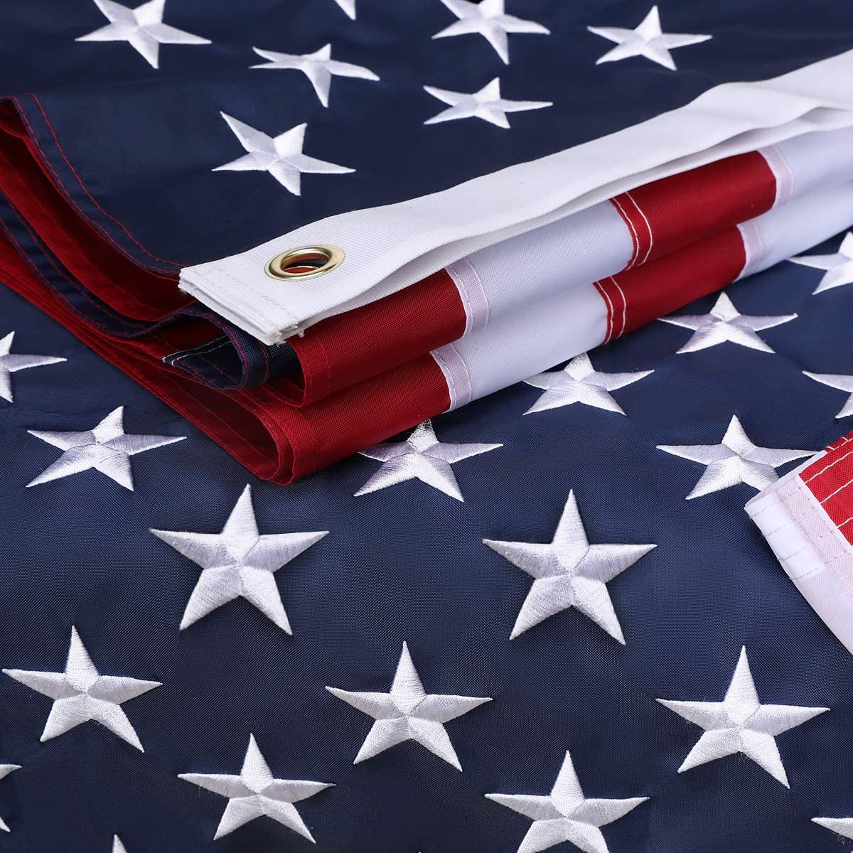 TOPFLAGS 5x8 feet 50 stars American Flag,Embroidered 210D Embroidered Stars,Sewn Stripes,3 Brass Grommets,Indoor/Outdoor,Vibrant Colors,Quality Polyester,US USA Flag
