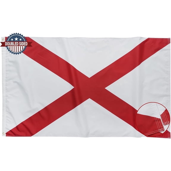 TOPFLAGS Alabama Flag Double Sided 3x5 AL State Outdoor Flag Sewn Stripes 3 ply Heavy Duty for Outdoor, Vivid Color Fade-resistant