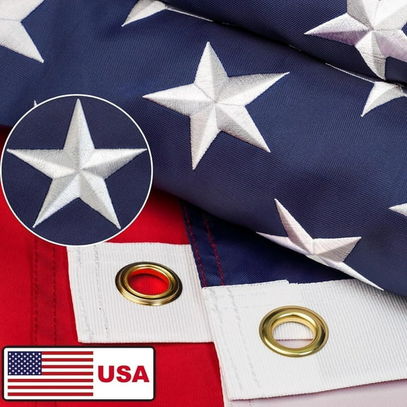 TOPFLAGS American Flag 4x6 Outdoor | Heavy Duty | Embroidered Stars | Sewn Stripes | 250D Oxford Nylon | Quadruple Stitched Fly End | Brass Grommets for Easy Display | U.S. Flag