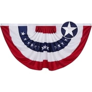 TOPFLAGS American Flag Bunting Outdoor 3x6 Ft US Pleated Fan Flag Embroidered Stars Pleated Bunting Oxford Nylon for Patriotic, Memorial Day, 4th of July Outside Banner