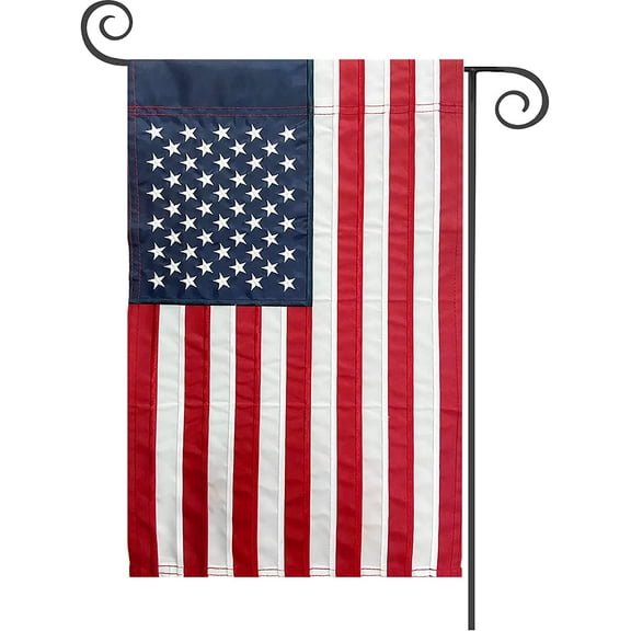 TOPFLAGS American Flag Garden Size Applique - 12.5 x 18 Inches USA Heavy Duty Nylon with Embroidered Stars