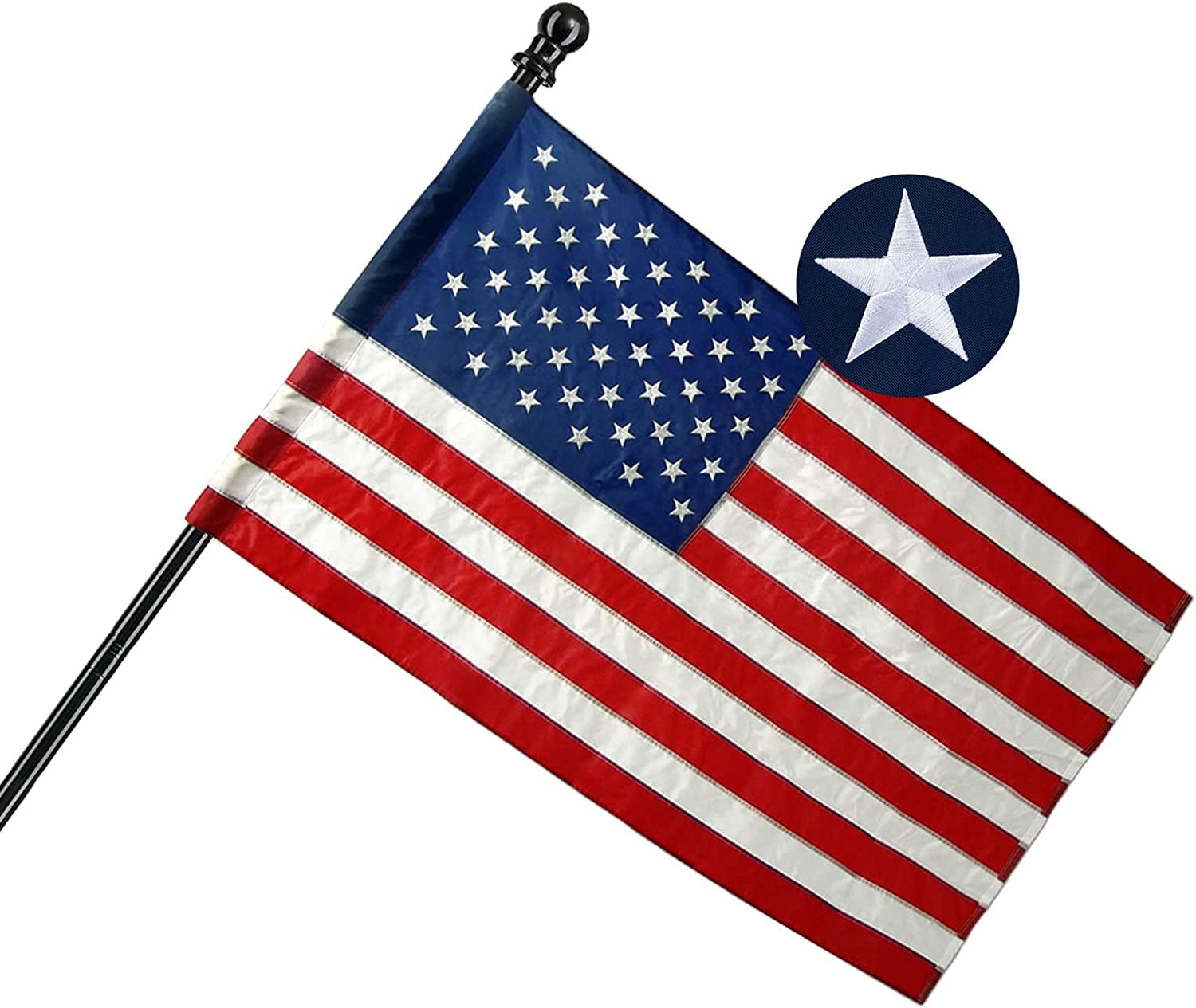 TOPFLAGS American Flag Sleeve 2.5x4 Outdoor US Flag Sleeved USA Flags 2.5x4 Ft Embroidered Stars Durable Nylon Flags Sewn Stripes