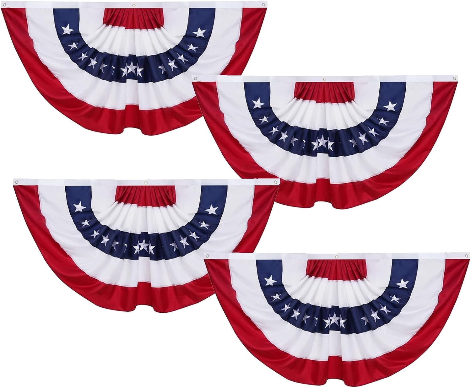 TOPFLAGS Bunting Flags Outdoor 3x6 Ft American Buntings Flag -4 Pack Embroidered USA Pleated Fan Flag Patriotic Decorations for Outside Memorial Day 4th of July USA 250th Anniversary Decorations