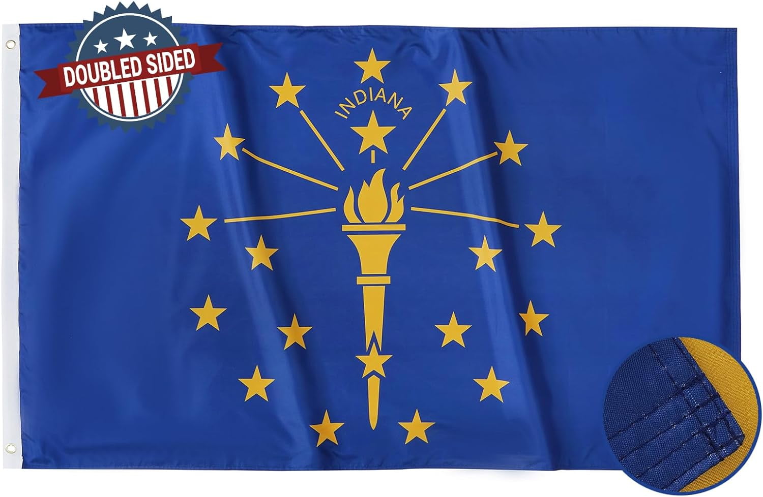 Indiana State Flag 3x5ft Double Sided Polyester with Brass Grommets