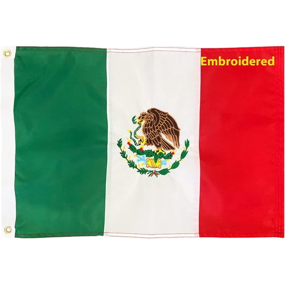 TOPFLAGS Mexican Flag Bandera de Mexico 16x24 Inches Embroidered Flags Sewn Stripes 240D Heavy Duty MX National Flag for Indoor / Outdoor