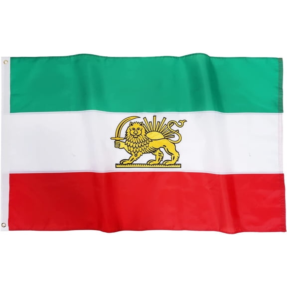 TOPFLAGS Old Iran Flag Historic Persian Flags 3x5 Embroidered Iranian Lion Sun Flag Sewn Stripes Heavy Duty Outdoor