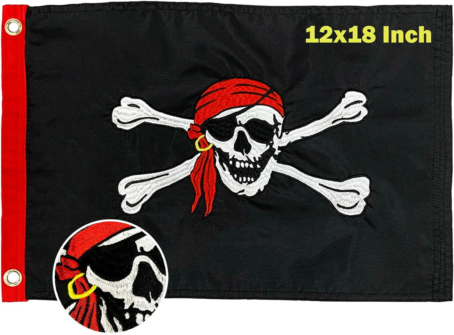 Pirate Flag Jolly Roger Red Scarf Pirate Flags 16x24 inch for Boat with ...