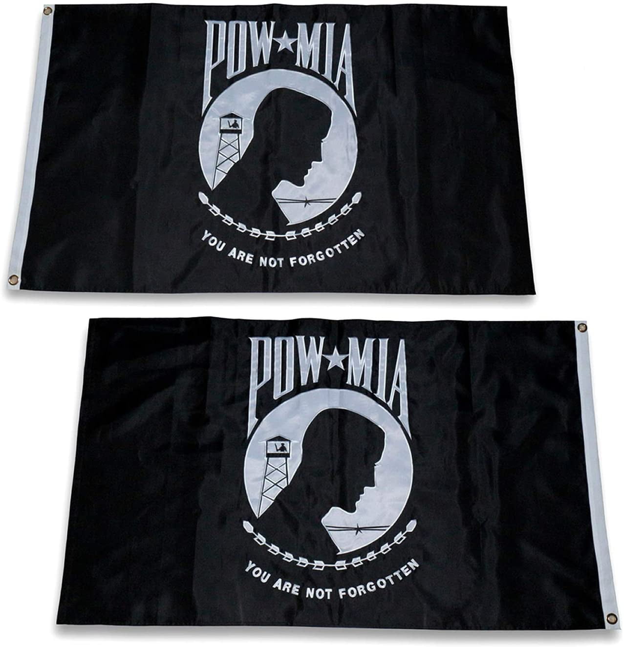 TOPFLAGS Pow Mia Flag Embroidered 3x5 Outdoor - Heavy Duty Double Sided You are Not Forgotten War Flags 300D Oxford Nylon Military Pow Flags for Outside