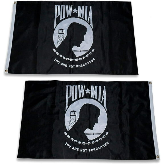 TOPFLAGS Pow Mia Flag Embroidered 3x5 Outdoor - Heavy Duty Double Sided You are Not Forgotten War Flags 300D Oxford Nylon Military Pow Flags for Outside