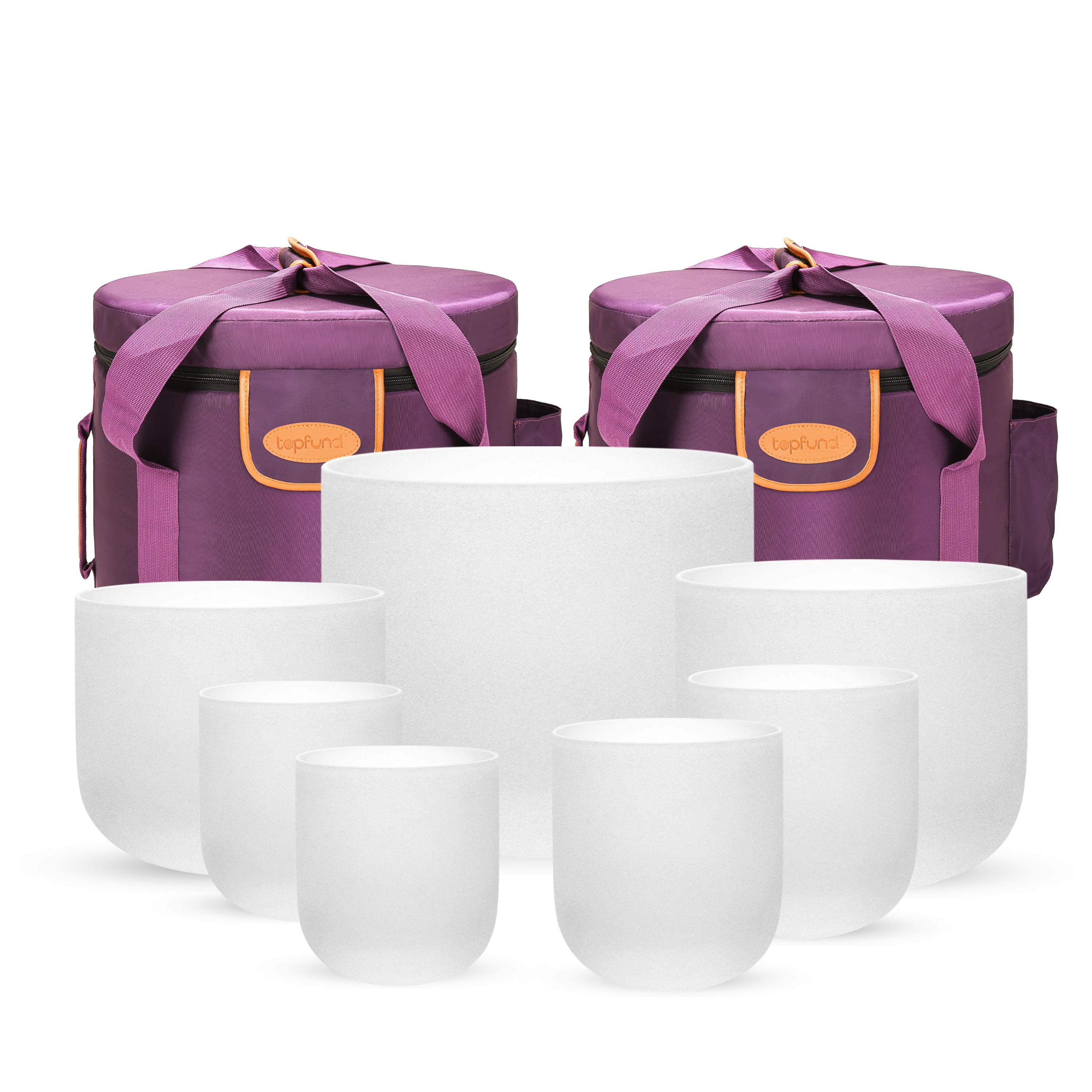 TOPFUND 432Hz 610 inch Chakra Tuned Set of 7 Crystal Singing Bowls