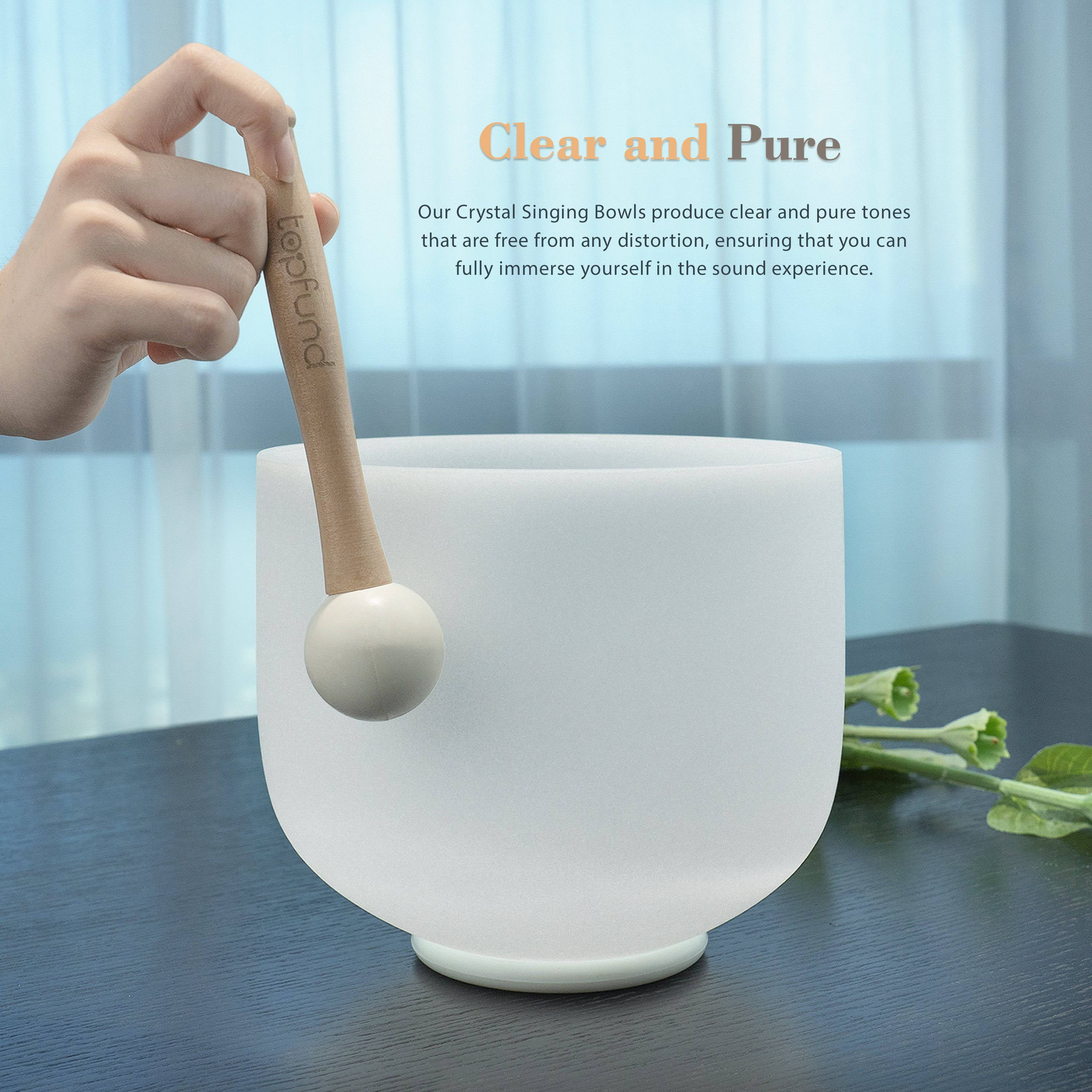 TOPFUND A Note Third Eye Chakra 10 inch Crystal Singing Bowl with Suede