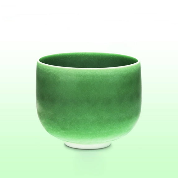 TOPFUND F# Note Emerald Fusion 8 inch Crystal Singing Bowl with Heavy Duty Carrying Case and Suede Stick