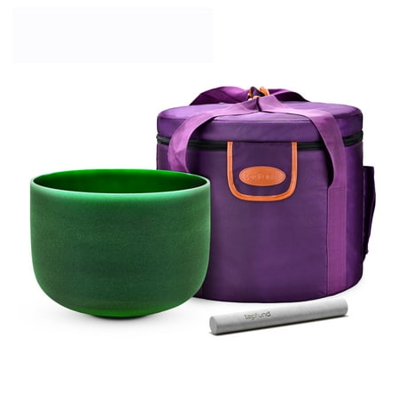 TOPFUND Green 432hz F Note Crystal Singing Bowl Heart Chakra 8 inch with Carrying Case and Suede Striker