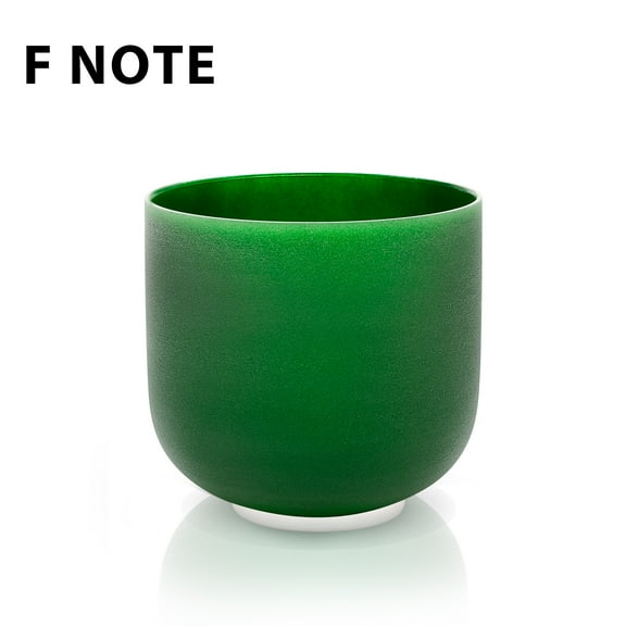 TOPFUND Green F Note Crystal Singing Bowl Heart Chakra 7 inch with Sponge Padded Bundle Bag and Singing Bowl Mallet