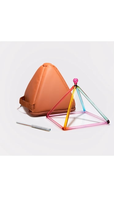 TOPFUND Crystal Singing Pyramid 7 With Faux Leather Carry Case And Suede Crystal Singing Bowl