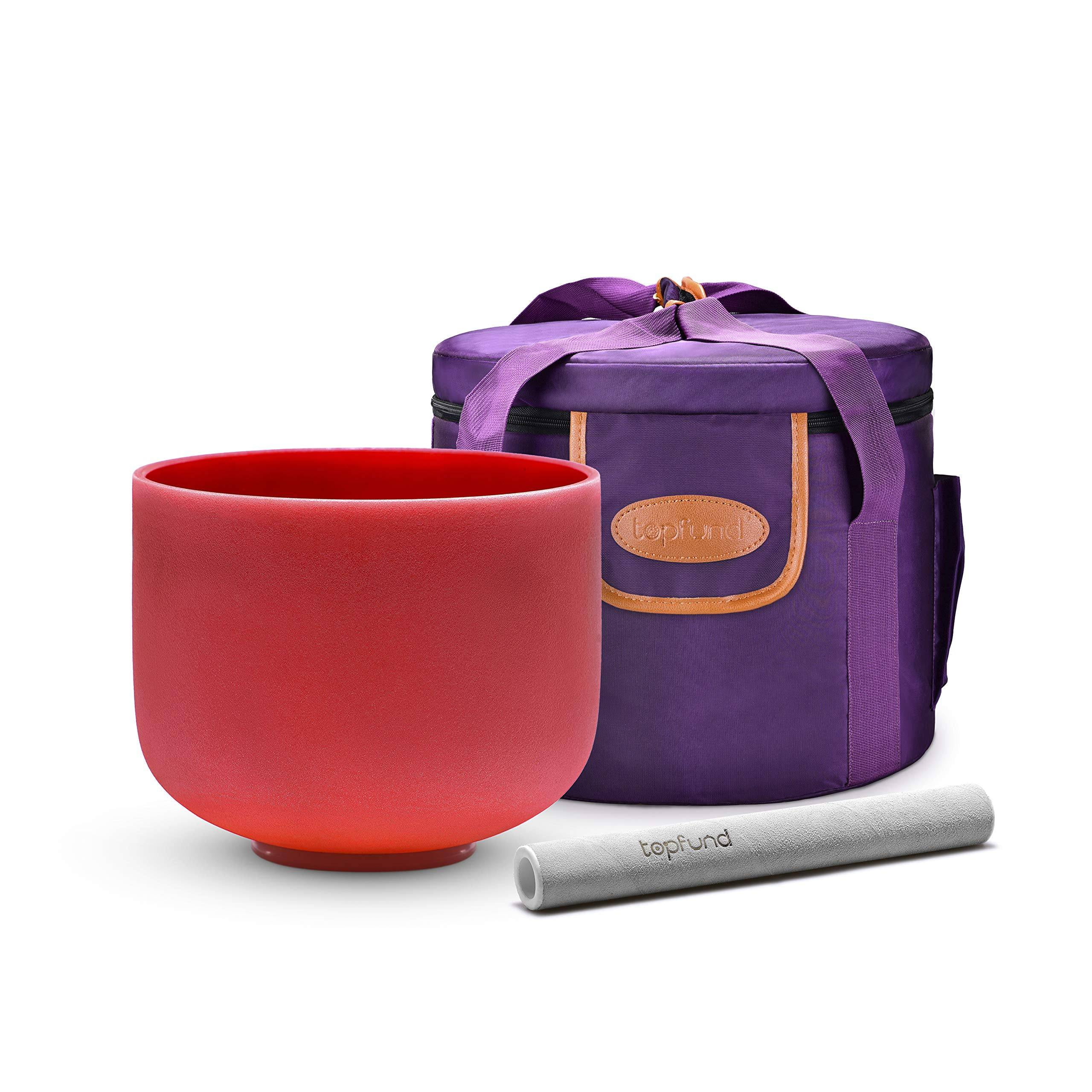TOPFUND Red C Note Crystal Singing Bowl Root Chakra 7 inch with Heavy ...