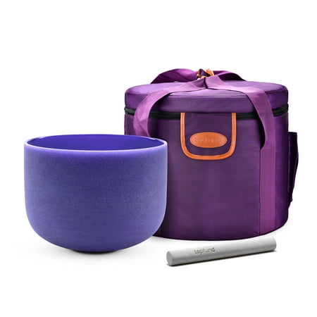 TOPFUND Violet A# Note Crystal Singing Bowl Pineal Chakra 8 inch with Carrying Case and Suede Striker