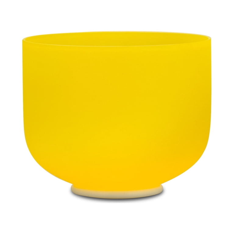 TOPFUNDX 528 Hz Yellow 7 inch Crystal Singing Bowl withSuede Stick