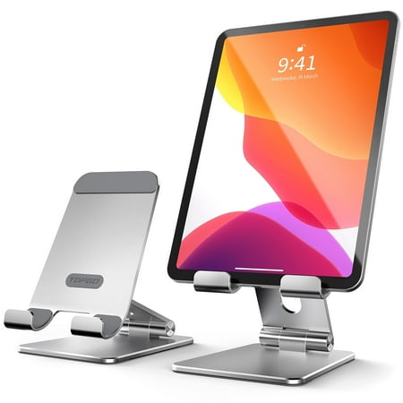 TOPGO Adjustable Desktop Stand Holder with Charging Port for iPhone, iPad, Tablets, Switch - Silver