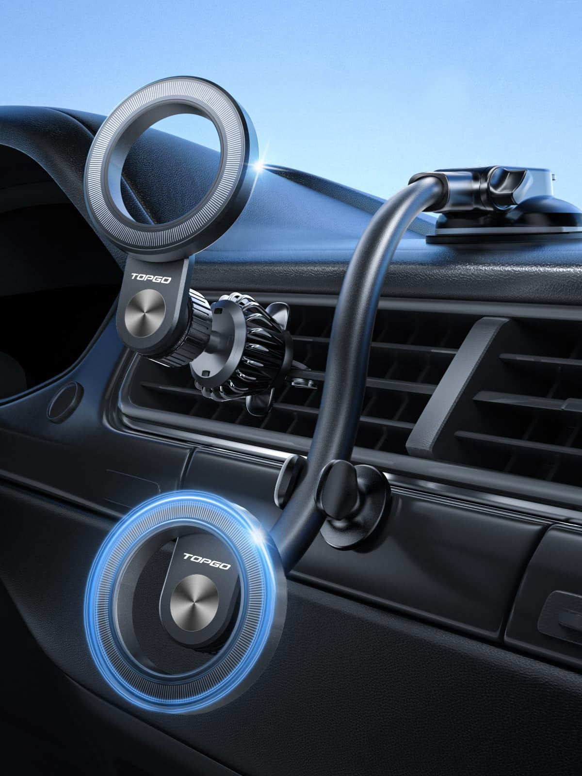 TOPGO Compatible with MagSafe Car Mount Phone Mount Suction