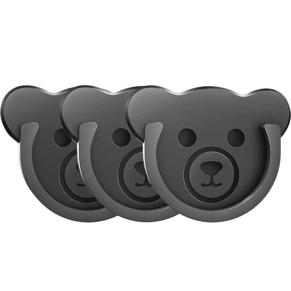 TOPGO Cute Bear Style Grip Stand Phone Line Clasp, Black 3 Pack