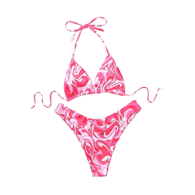 Women's 3 Piece Floral Bikini Set - Triangle Top & Thong With Cover Up Skirt For Beach & Pool