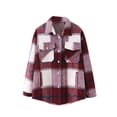thumbnail image 1 of TOPGOD Women Plaid Button Down Jacket Long Sleeve Loose Coat Lapel Outwear with Pocket, 1 of 8