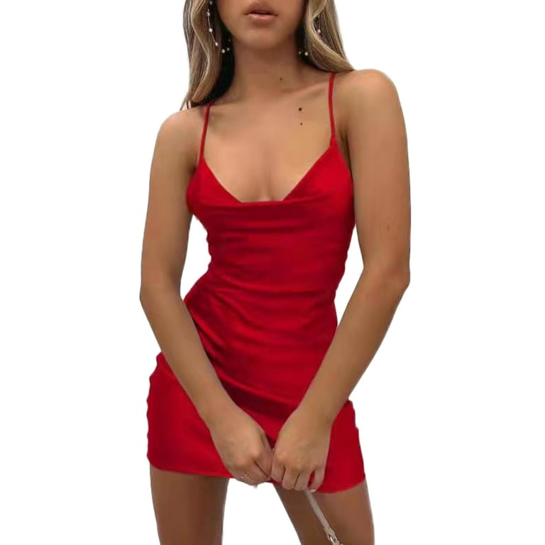 Women's solid color v-neck slim dress