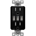 thumbnail image 1 of TOPGREENER 5.8A Ultra-High-Speed 3-Port USB Wall Outlet, 15A Tamper-Resistant Receptacles, UL Listed, Black, 1 of 5