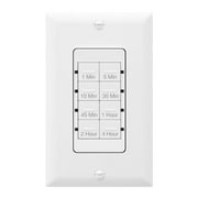 TOPGREENER Countdown Timer Switch, in-Wall Electrical Switch for Fans, Lights, Ventilation, 1-5-10-30-45 min, 1-2-4 hr, 600W LED, 1/2HP, Neutral Wire Required, UL Listed, TGT08-4-W