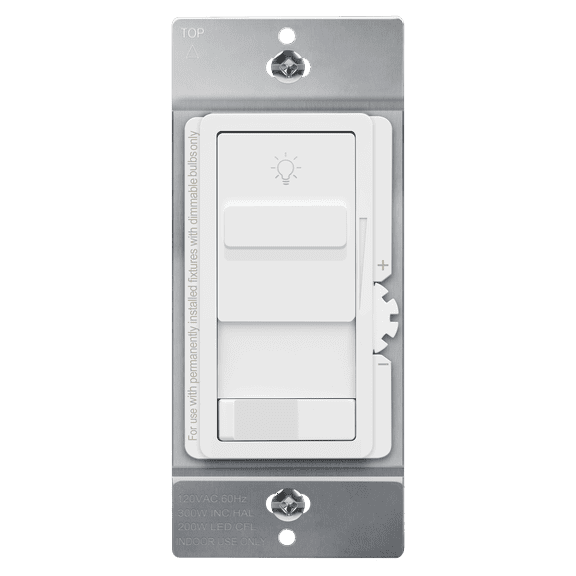 TOPGREENER Digital Dimmer Light Switch for 200W Dimmable LED/CFL Lights, Single Pole/3-Way LED Slide Switch, Neutral Wire Not Required, UL Listed, TGSDS3-W, White, 1 Pack