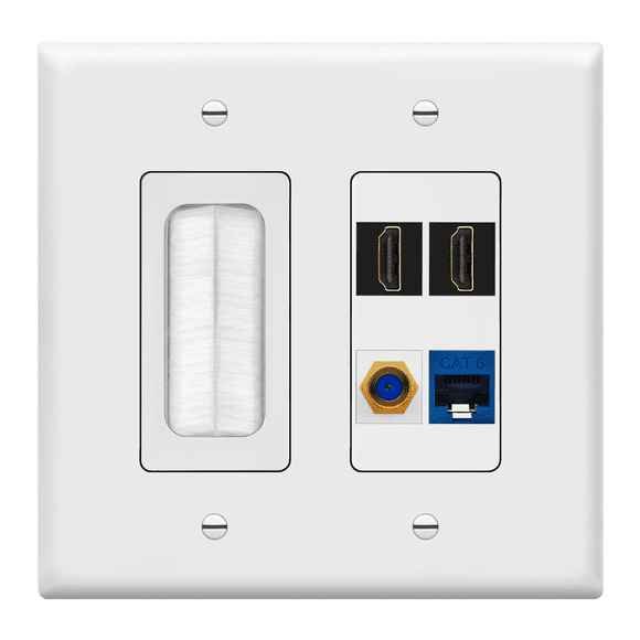 Ethernet and Coax Wall Plates for Home Improvement in White and Blue