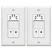 TOPGREENER Dual Tech Humidity Sensor Switch, Infrared PIR Motion & Air Moisture Detection, Bathroom Fan & Light Control, Neutral Wire Required, UL Listed, TDHOS5-2PCS, White 2 Pack