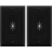 TOPGREENER Flexible Rubber Wall Grommet Insert with Decorator Wall Plate, Pass Through Plate for Low-Voltage Cables, Standard Size, 1-Gang, 4.50" x 2.75," TG8901-BK-2PCS, Black, 2 pack