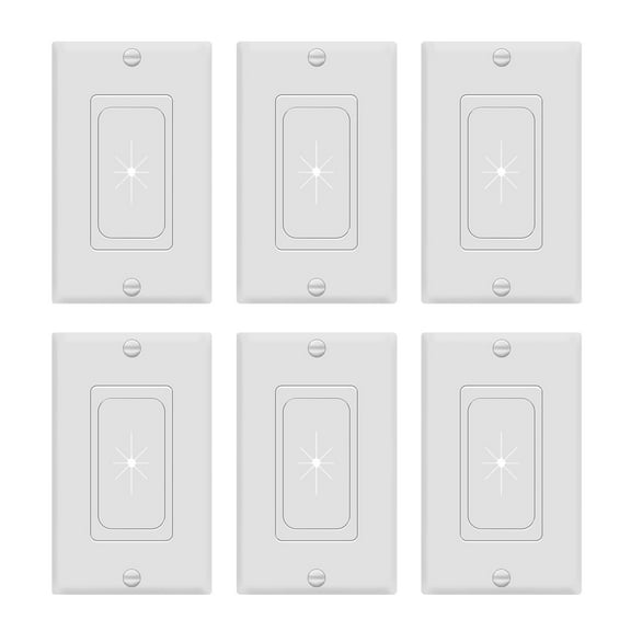 TOPGREENER Flexible Rubber Wall Grommet Insert with Decorator Wall Plate, Pass Through Plate for Low-Voltage Cables, Size 1-Gang, Polycarbonate Thermoplastic, TG8901-6PCS, White, 6 Pack