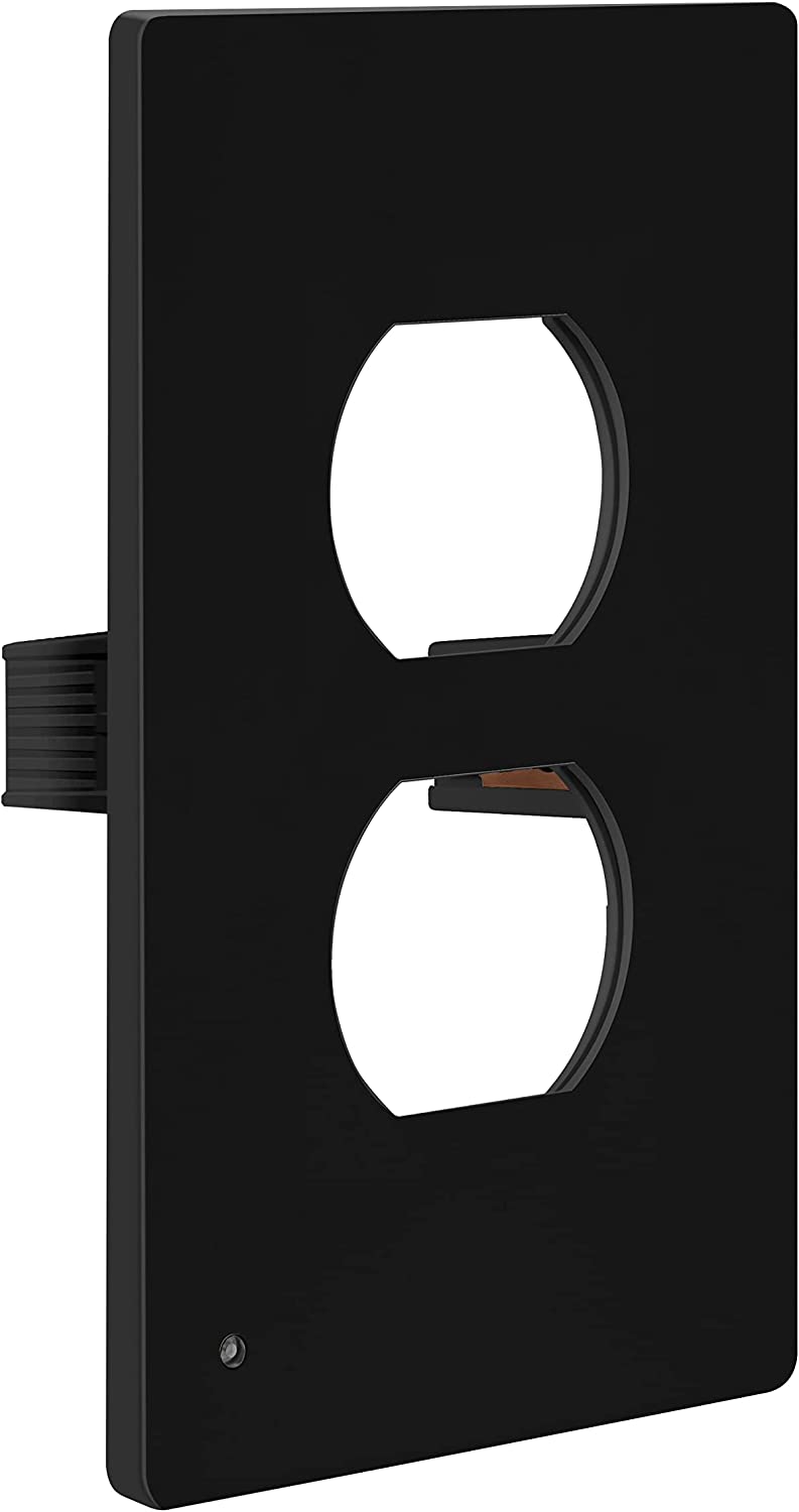 TOPGREENER Guide Light Screwless Wall Plate, Duplex Outlet Cover with LED Night Light, MidSize