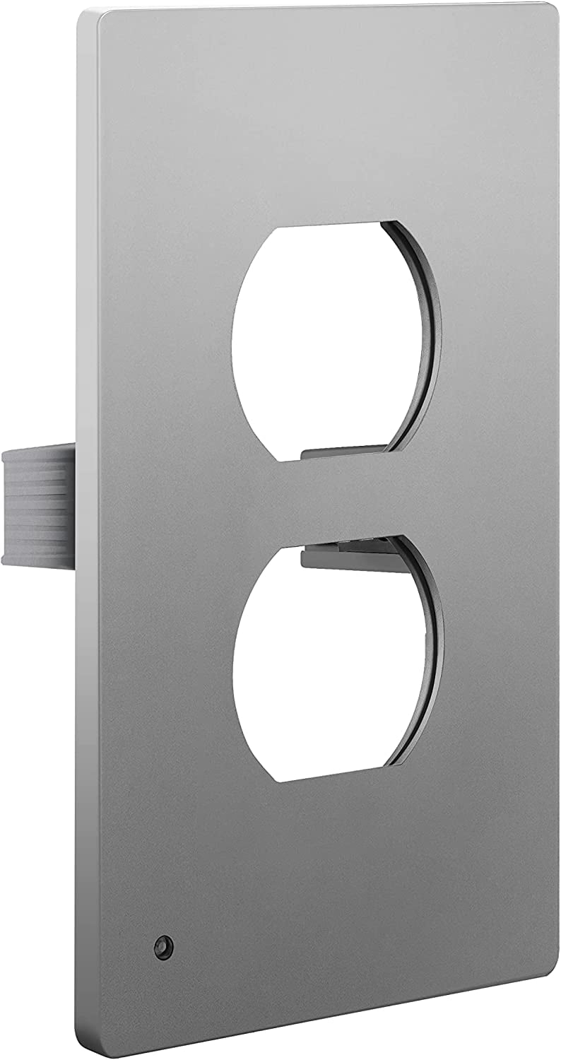 TOPGREENER Guide Light Screwless Wall Plate, Duplex Outlet Cover with LED Night Light, MidSize