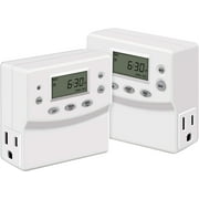 TOPGREENER Heavy Duty 7 Day Programmable Timer for Holiday Lights and Lamps, Dual Outlet, 120V 15A 1200W, TGT07, White, 2 Pack