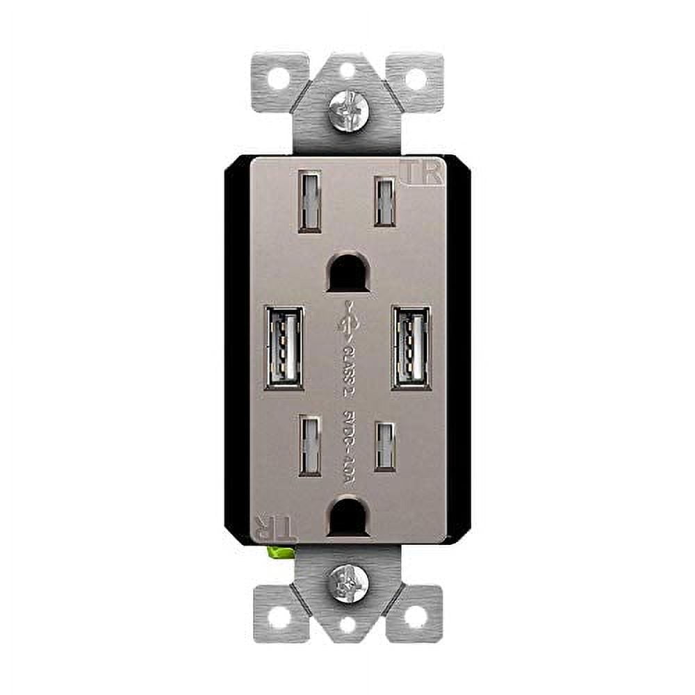 Topgreener High Speed Usb Wall Outlet 15a Tamper Resistant Receptacles Compatible With Iphone 4533