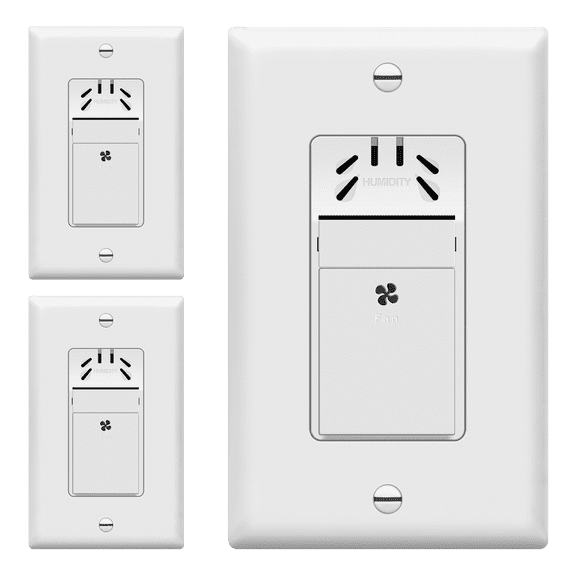TOPGREENER Humidity Sensor and Fan Control Switch, Ventilation Fan Humidity Sensor Switch, Neutral Wire Required, TDHS5, 3-Pack