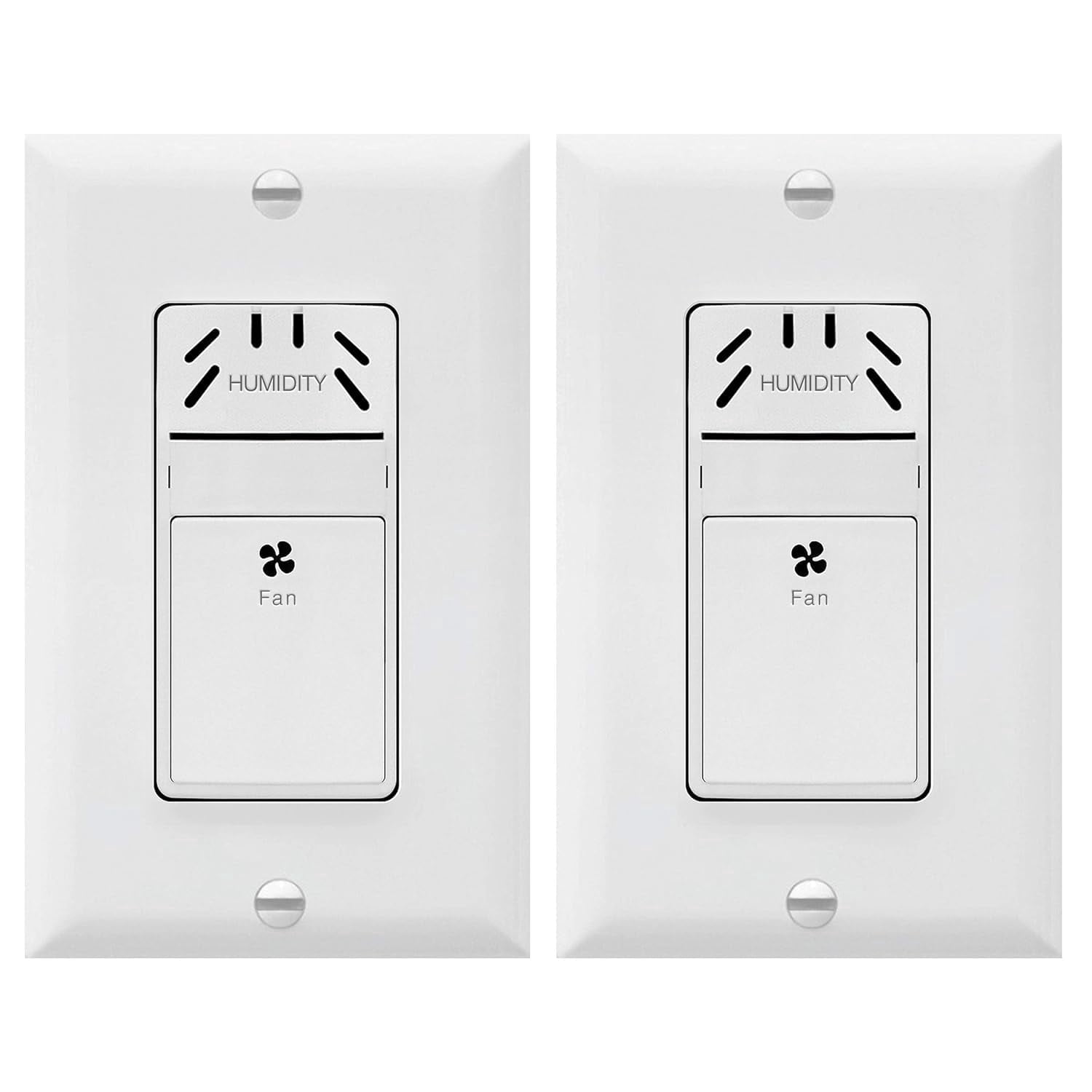 TOPGREENER Humidity Sensor and Fan Control Switch, Ventilation Fan Humidity Sensor Switch, Fan Switch, Neutral Wire Required, TDHS5, 2-Pack
