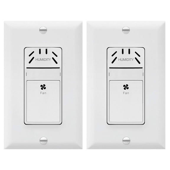 TOPGREENER Humidity Sensor and Fan Control Switch, Ventilation Fan Humidity Sensor Switch, Fan Switch, Neutral Wire Required, TDHS5, 2-Pack