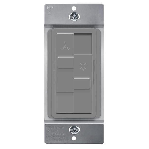 TOPGREENER Kalide Combo Dimmer, 3-Speed Fan Control, Light and Fan Combination Switch, Single Pole, 2.5A, 200W LED/CFL, Neutral Wire Not Required, Gray