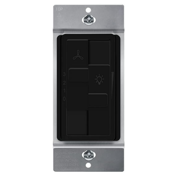 TOPGREENER Kalide Dimmer, 3-Speed Fan Control, Light and Fan Combination Switch, Single Pole, 2.5A, 200W LED/CFL, Neutral Wire Not Required, Black