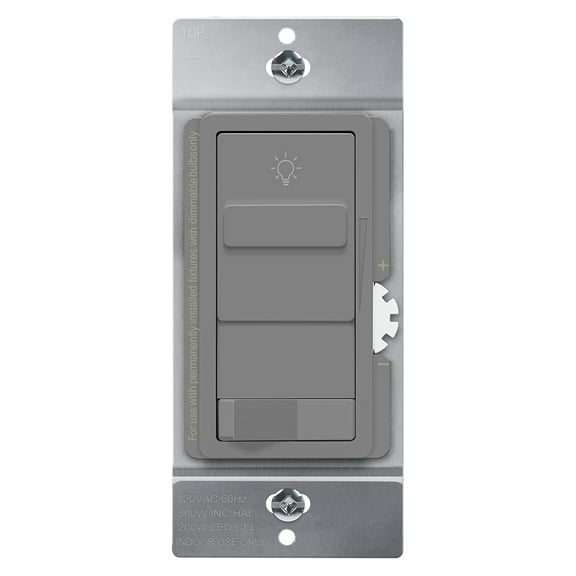TOPGREENER Kalide Dimmer Light Switch, LED Dimmer Switch, Single Pole or 3-Way, 120VAC, 60Hz, 200W LED/CFL, Neutral Wire Not Required, TGSDS3-GY, Gray