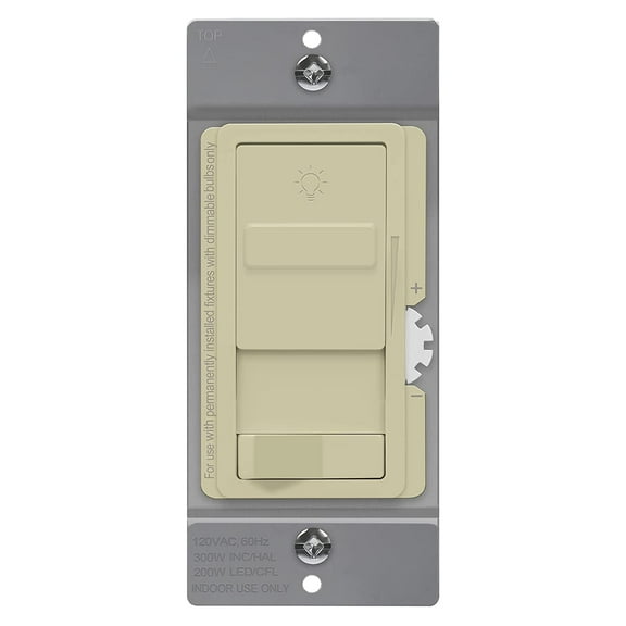TOPGREENER Kalide Dimmer Light Switch, LED Dimmer Switch, Single Pole or 3-Way, 200W LED/CFL, Neutral Wire Not Required, Ivory