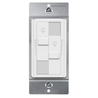 TOPGREENER Kalide Dual Load Dimmer Light Switch, Double LED Dimmer, Full Range, Single Pole, 120VAC, 60Hz, 200W LED/CFL, Neutral Wire Not Required, TGDDS-W, White