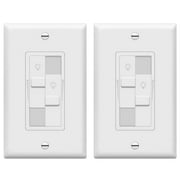TOPGREENER Kalide Dual Load Dimmer Light Switch, Double LED Dimmer Switch, Full Range Dimming, Single Pole, Wall Plate Included, 120VAC,200W LED/CFL, Neutral Wire Not Required, TGDDS-W-2PCS, White