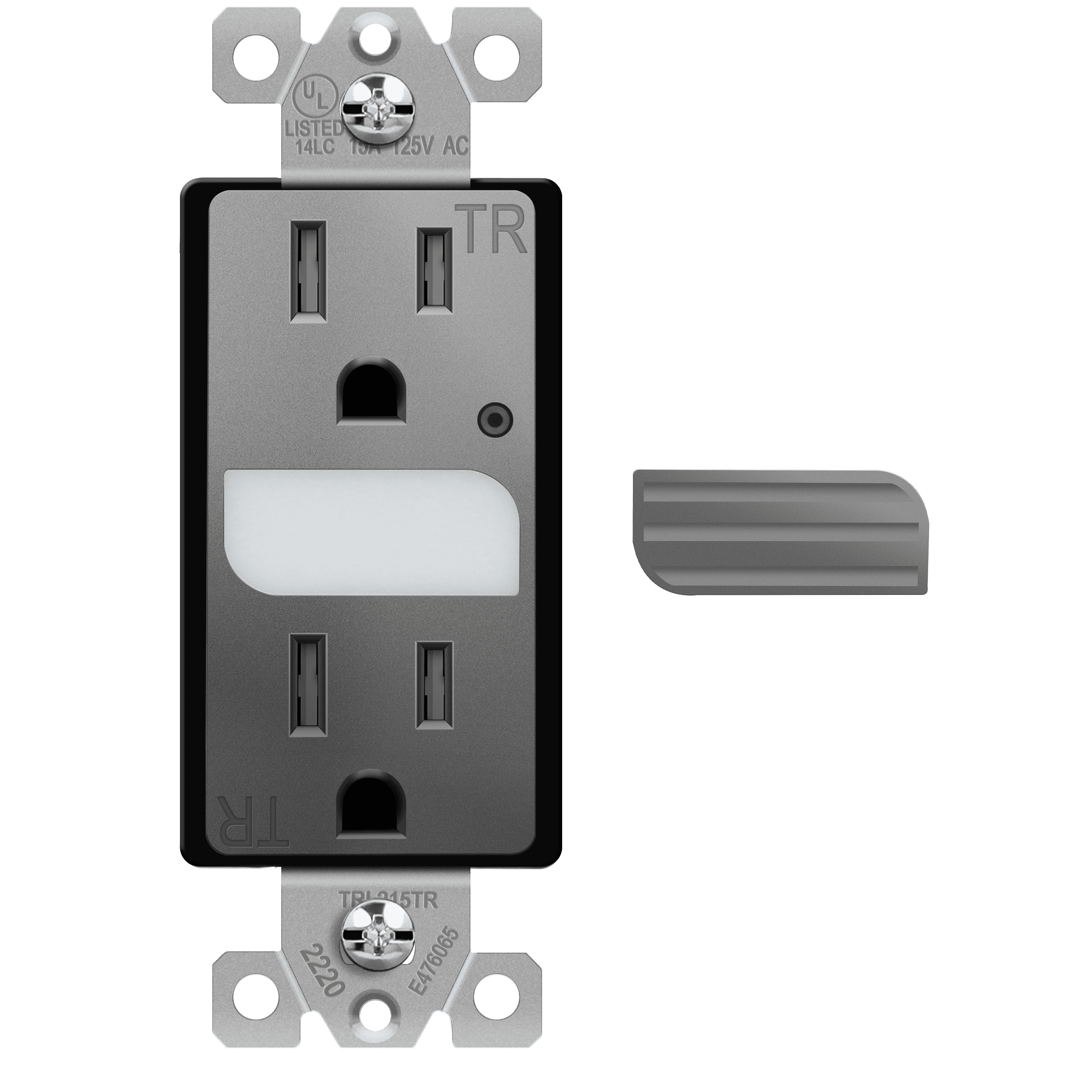 ThunderWay Tamper Resistant(TR) Receptacle Outlet With Night Light-Easy To Install, Decorator Wall Outlets-15A 125V, 3 Wire, Self Grounding, 2 Pole-with Wall Plate(1Pack, White